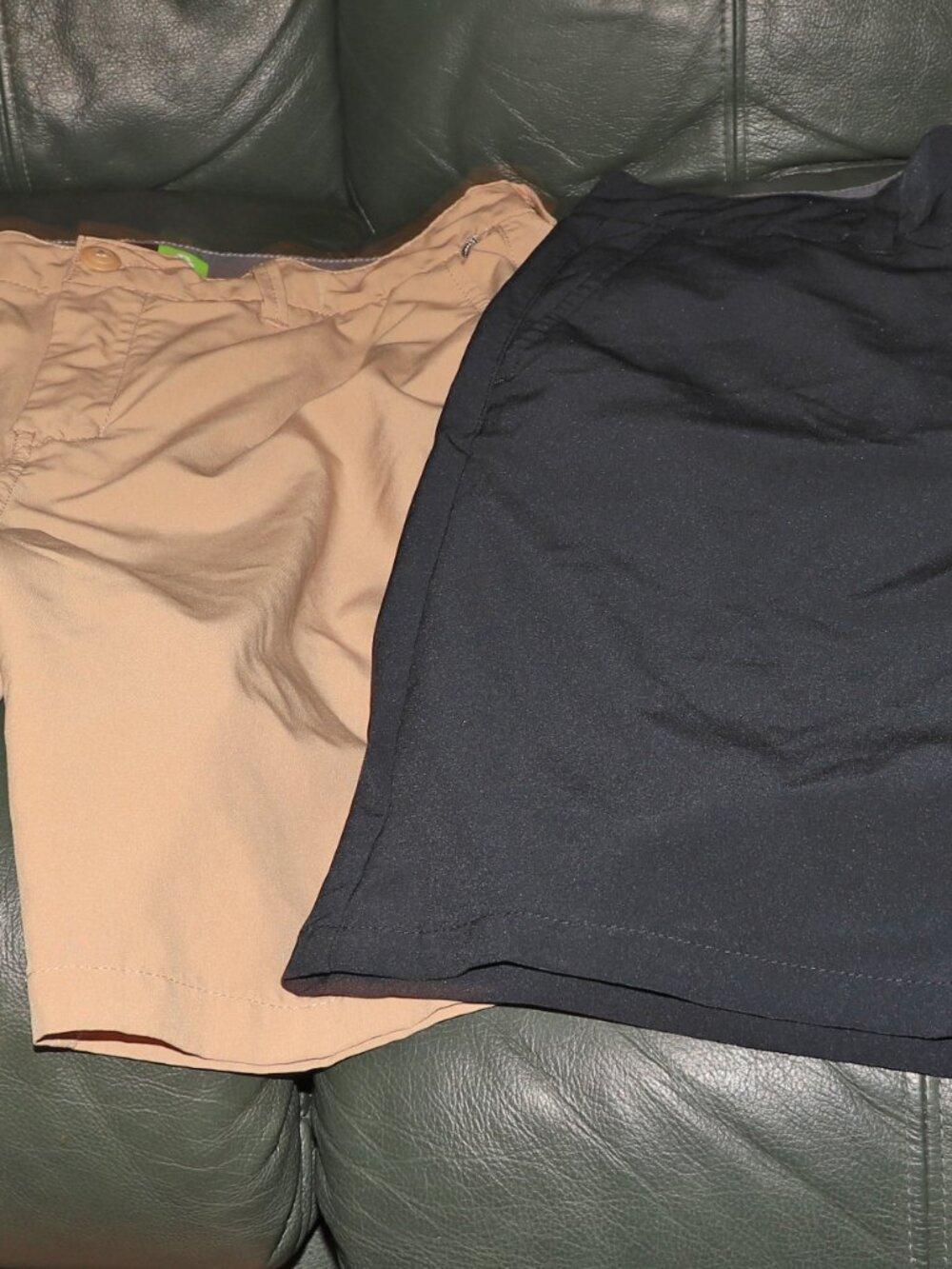 2 Quicksilver Amphibian Shorts Men's Size 33 Tan & Blue Stretch Water Repellent